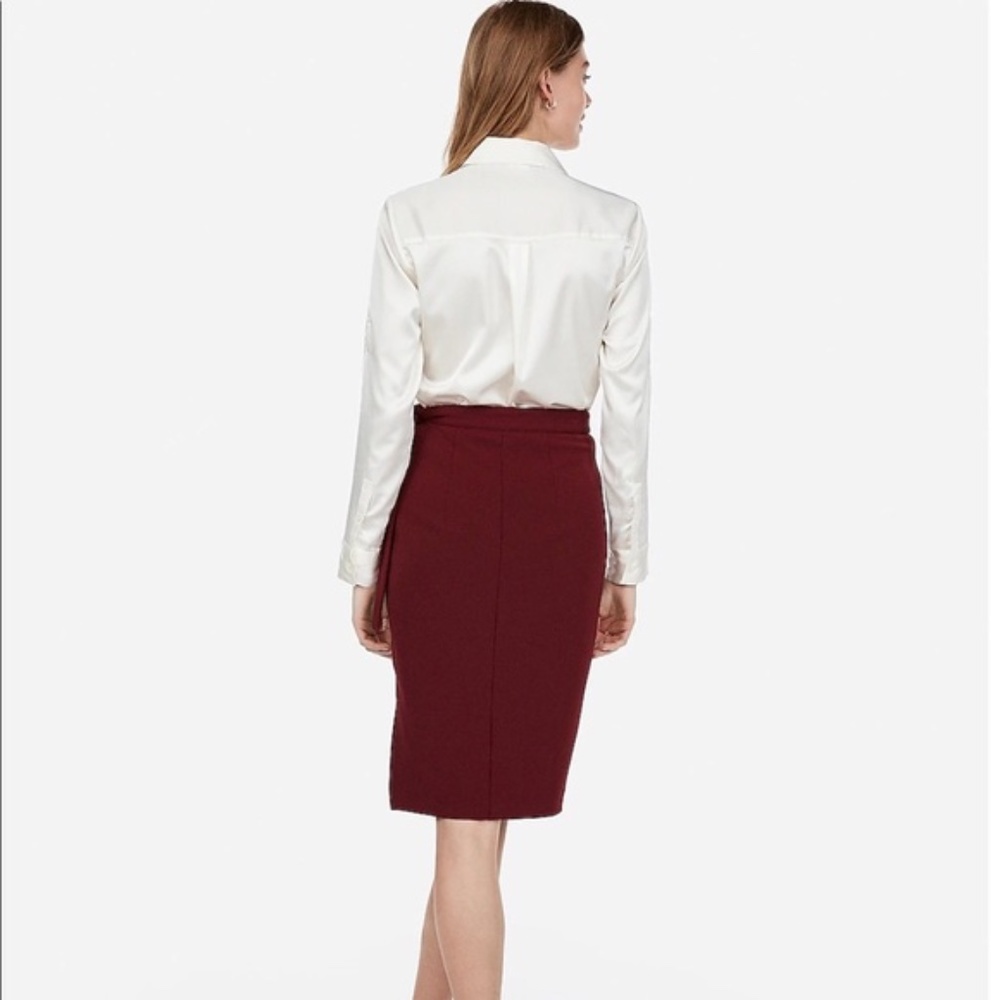 EXPRESS Side Tie Pencil Skirt in Maroon SIZE 00 - Picture 2 of 8